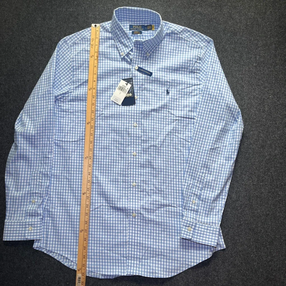 Polo Ralph Lauren Button Down Men L Blue NWT Classic Fit Performance Gingham